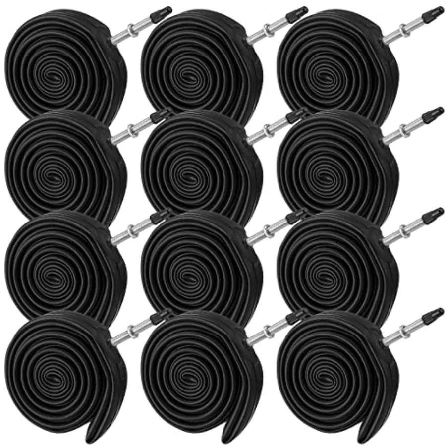 

12 Pack Bike Inner Tube 700x18/25c Road Bike Replacement Inner Tubes Bicycle Wheel Sizes with 48mm Valve Rubber Tubes for Road