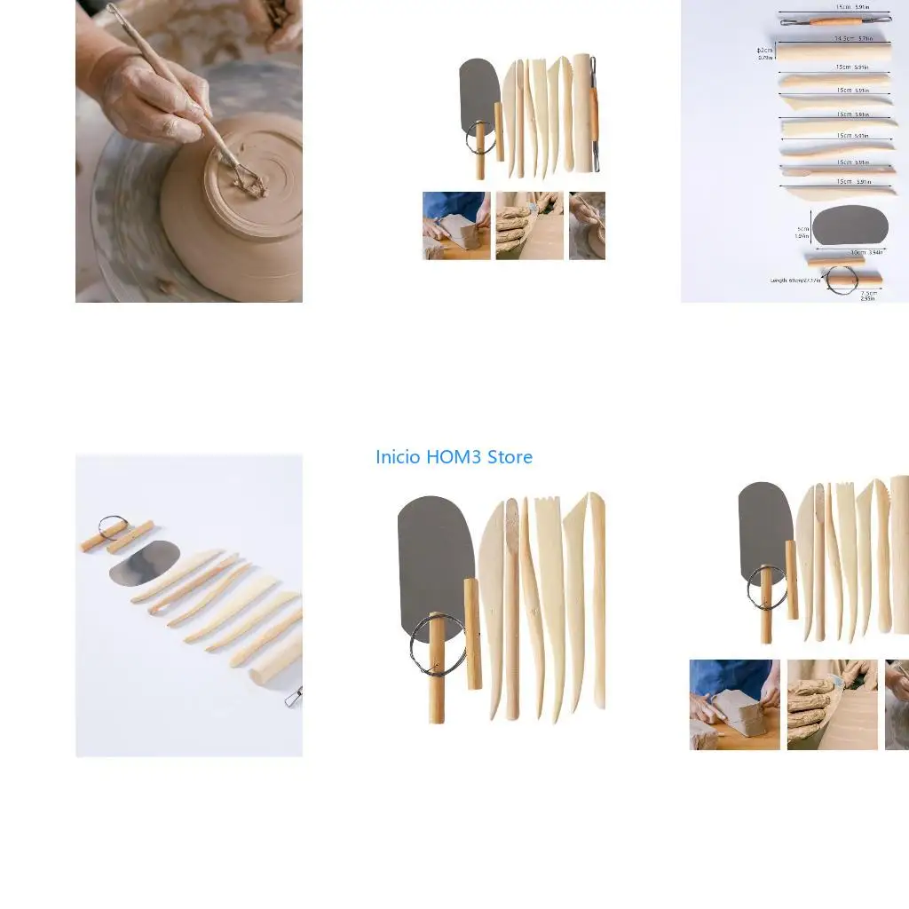A5YD Handle Clay Scraping Tools 10 Piece Pottery Shaping Tool with Wire Cutter Circular Trimming Tool for Clay Sculpting