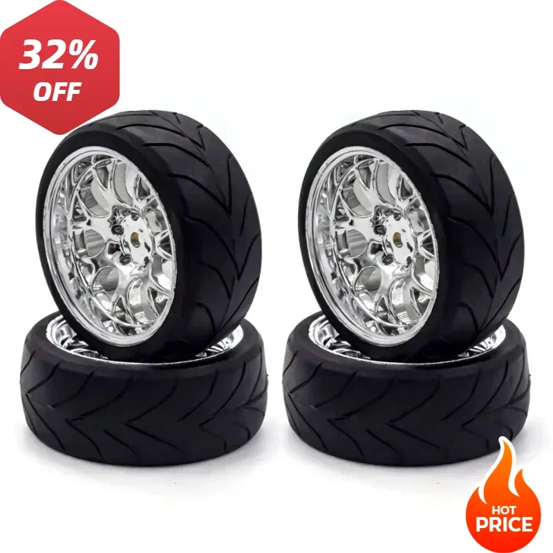 

NEWFor Redcat HPI Tamiya Exceed RC Touring Car HSP 144001 94123 94122 CS 4PCS 66mm 1/10 On Road Tires & Wheels Rims 12mm Hex Hub