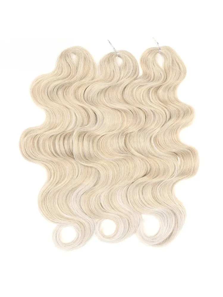 Weiche Körperwellen-Häkelhaarverlängerungen 24 Zoll 3 Stück Synthetische Haarzöpfe Pferdeschwanz Kunsthaar Wellige Ombre Blonde Haarverlängerungen