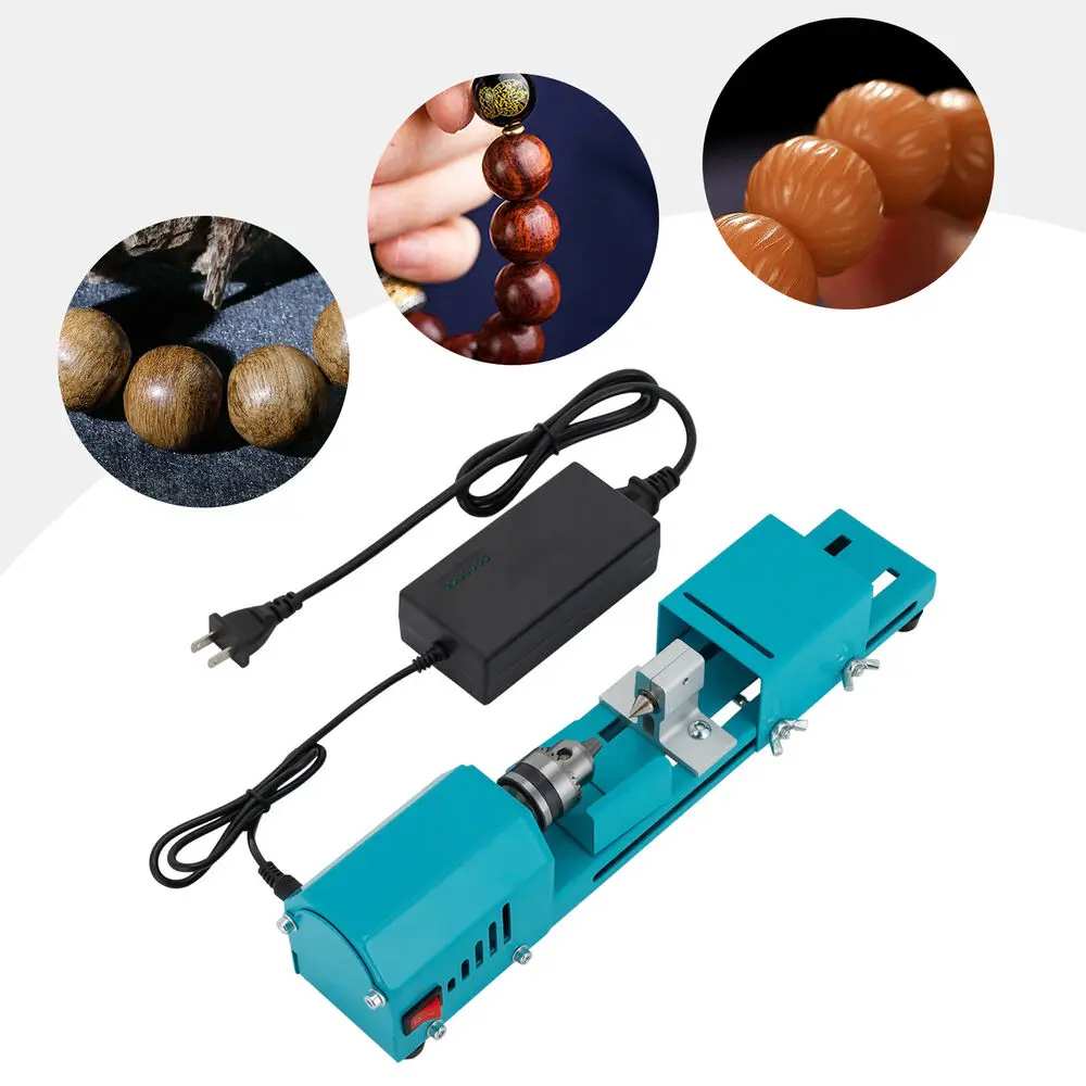 Mini Lathe Beads Polisher Machine Wood Woodworking Cutting Home DIY Grinder Tool