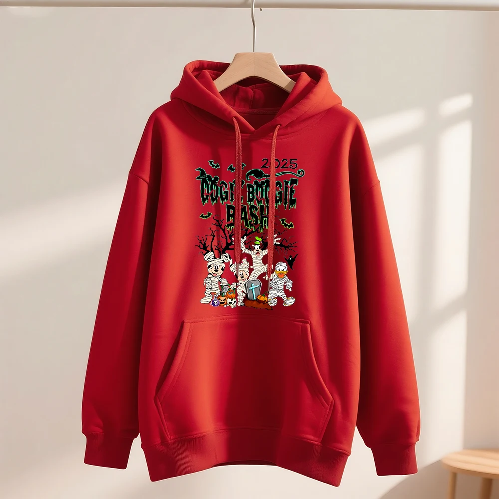 2025-2026 ديزني ميكي ماوس فضفاض تنفس الترفيه القمم الملابس البلوفرات 100% القطن أغطية رأس مطبوعة بلوزات