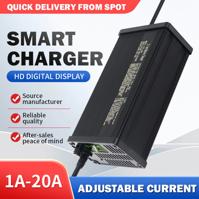 60V 1-8A 1-10A 1-15A 1-20A Adjustable Lithium Battery Charger 16S 17S 19S 20S 67.2V 71.4V 69.4V 73V High-power LCD Display