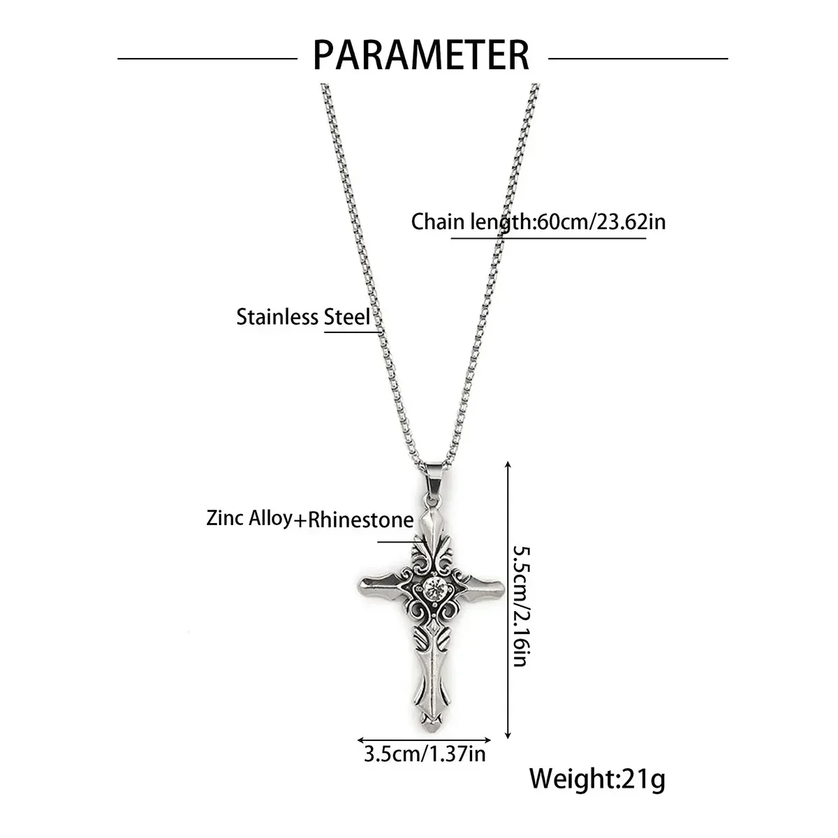 Antique Jesus Cross Never Fade Stainless Steel Chain Screw Man Necklace Bling Two Tone Pendant Street Hip Hop Male Jewelry