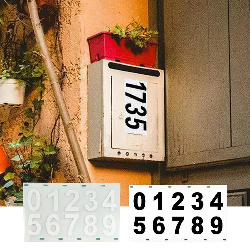 Mail Box Numbers For Mailbox Reflective License Plate Number Reflective Invisible Digital Sticker 0-9 Waterproof House Numbers