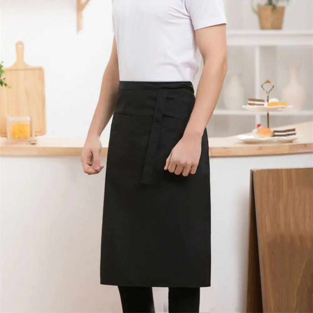 Antifouling Halve Schort Vetersluiting Ontwerp Effen Kleur Chef Uniform Waterdicht Unisex Ober Taille Schort Keuken Gebruik