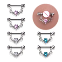 2pcs Water Drop Nipple Piercing Zircon Breast Piercing Jewelry Nipple Barbell Sexy Nipple Rings Shield Cover Barbell Jewelry 14G