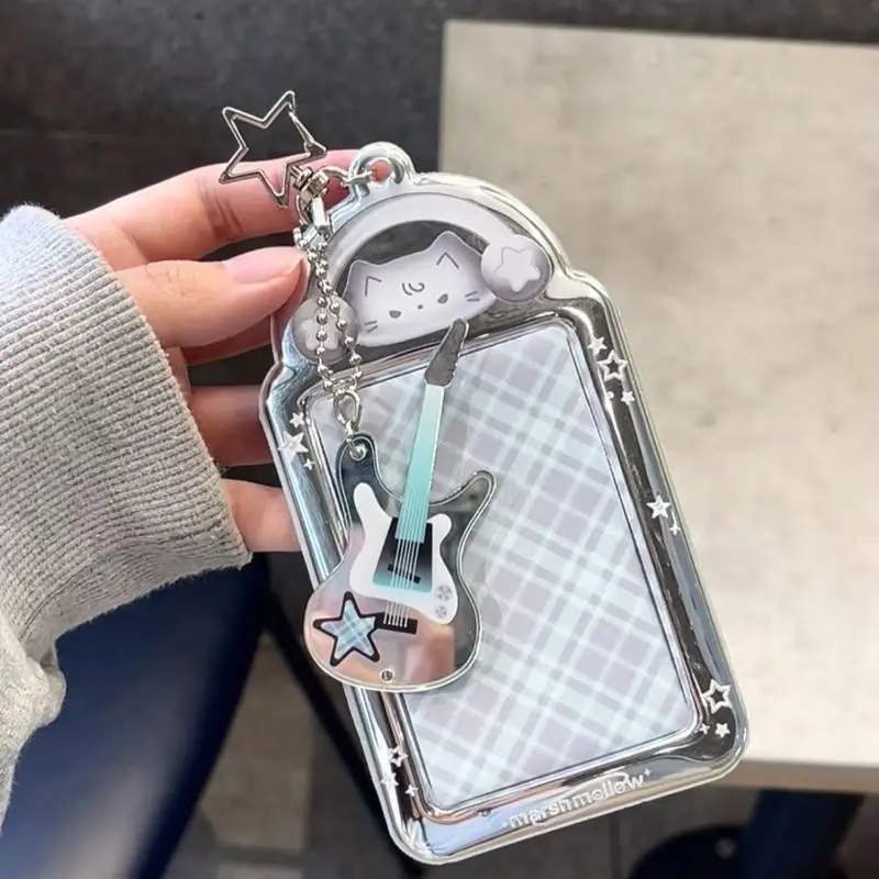 【Y】3 Inch Photocard Holder Bag Pendant Photo Frame Picture Display Stand Card Holder Student Keychain For Bag