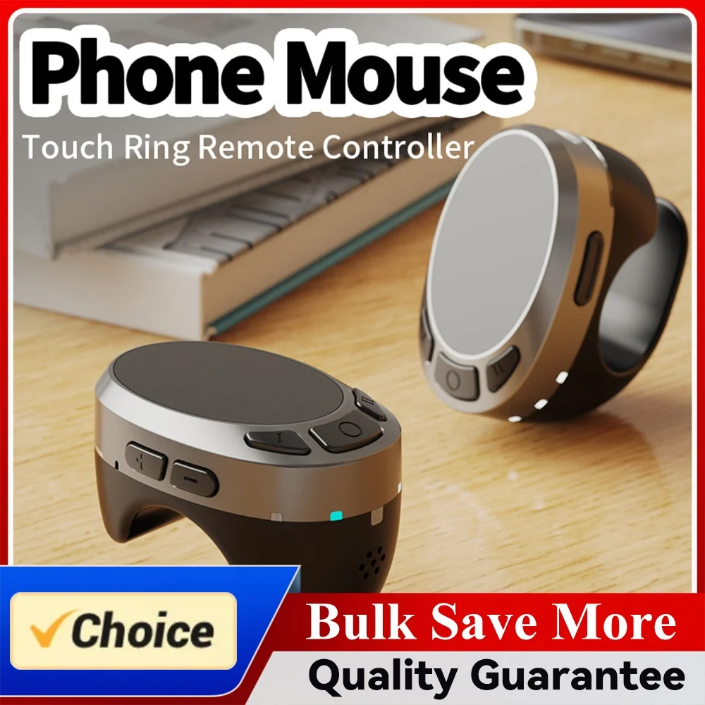 Bluetooth-compatible 5.3 Smart Touch Control Air Mouse Ring Wireless Video Controller Finger Ring Mouse for Android &