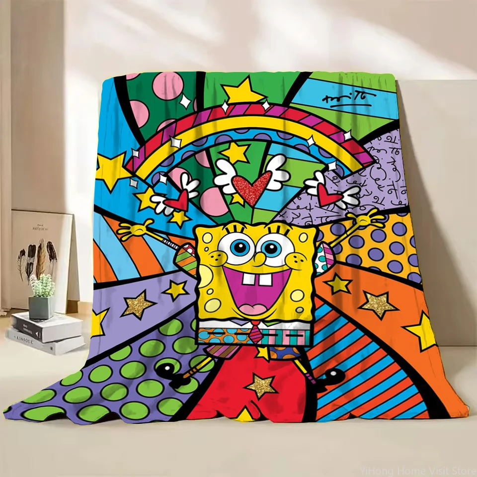

SpongeBob Flannel Thin Blanket.Four Season Blanket. Travel Picnic,for Sofa,Beds,Living Rooms,Fluffy Blanket Gifts