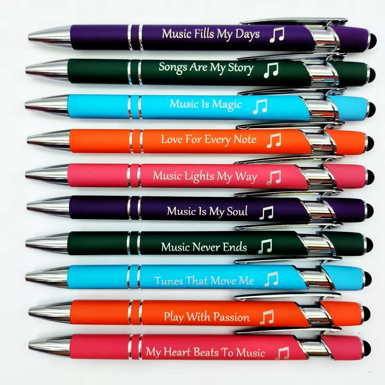 

9pcs/18pcs music phrase engraving pen, retractable ballpoint pen with phrases expressing love for music, daily office stationery
