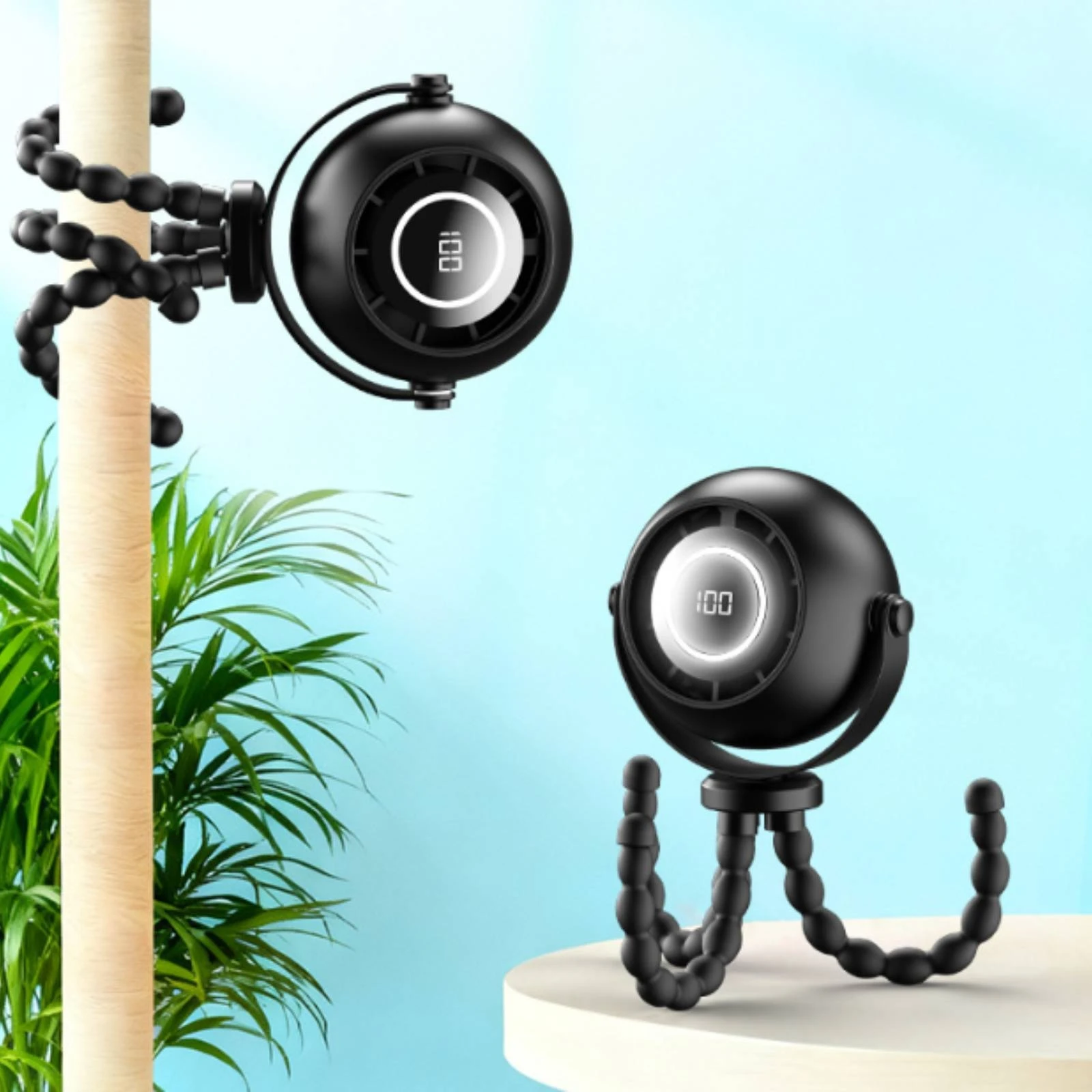 Stroller Fan with Flexible Legs Rechargeable Octopus Fan Battery Operated Portable for Baby, Desk, Treadmill