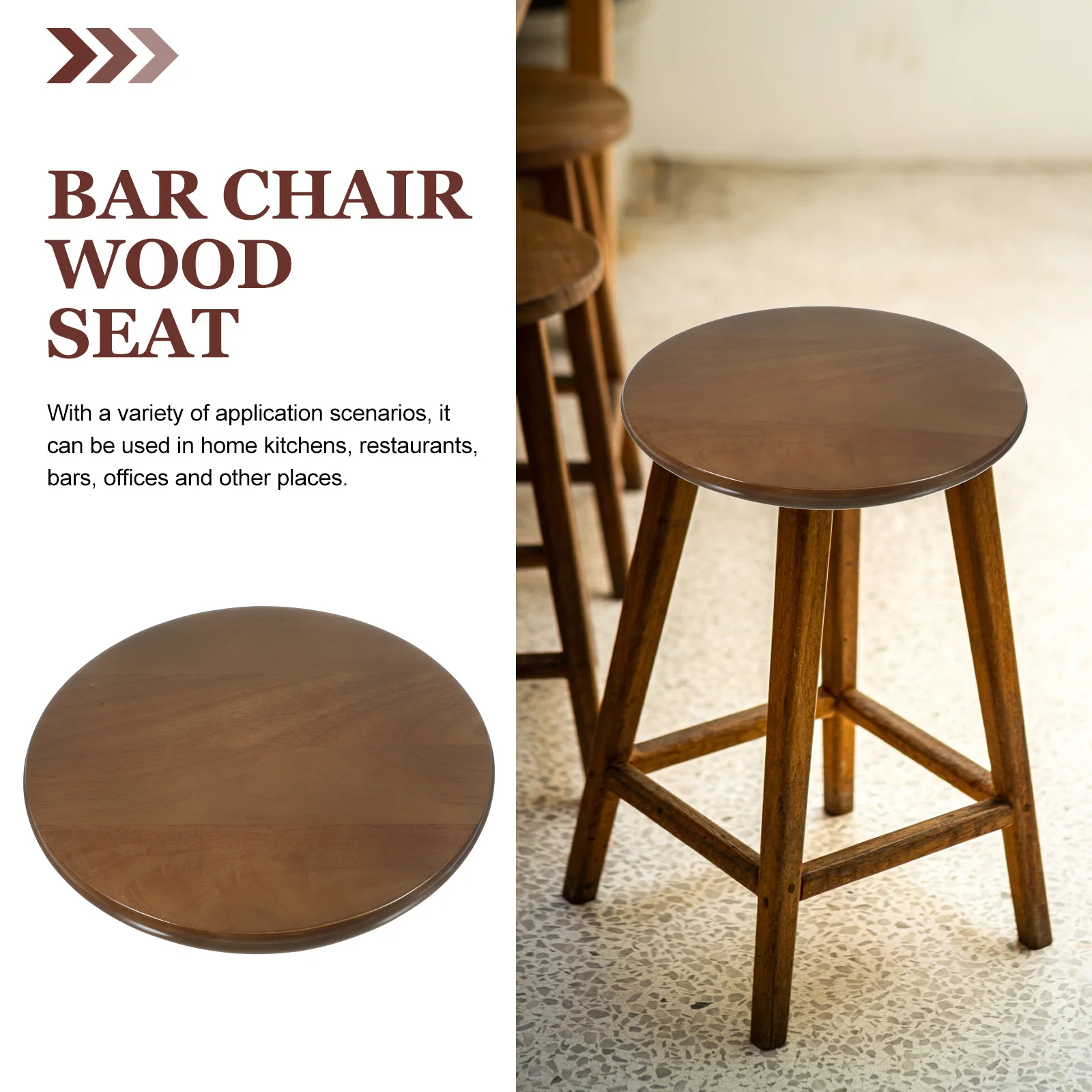 

Round Wooden Stool Seat for Home Bar Canteen Safe Material Unique Natural Stool Replacement Seat