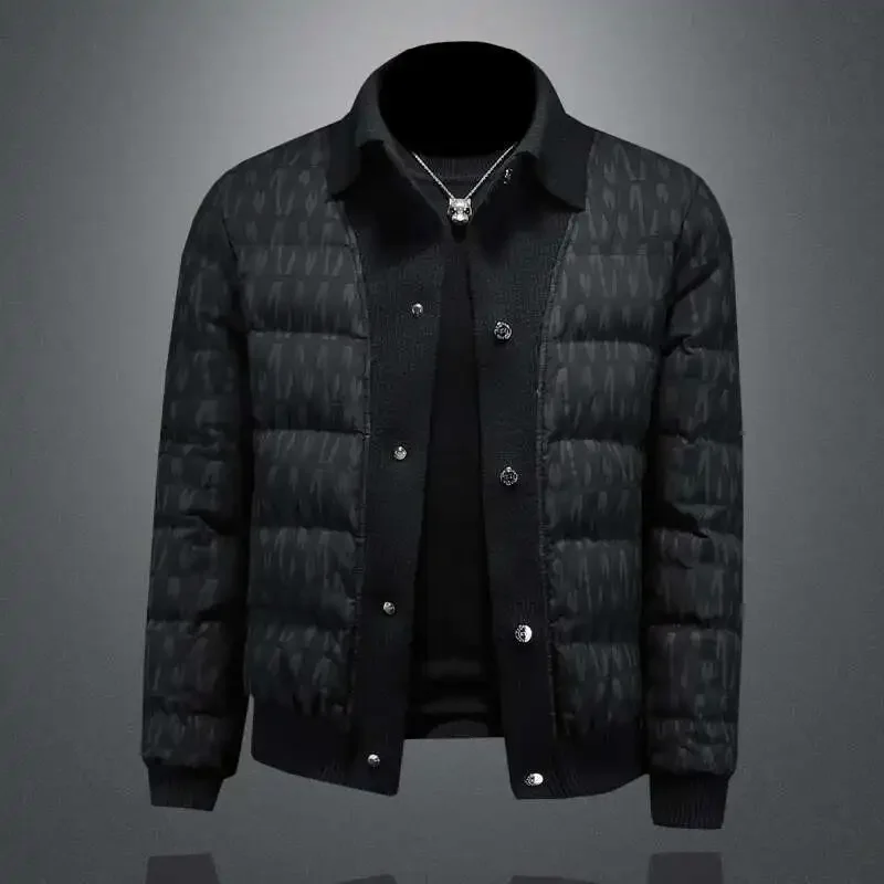 Winter Clothes Black White Down Full Letter Coat Men Kurtka Zimowa Long Sleeve Jacket Letter Print Jacket Men Down Jacket