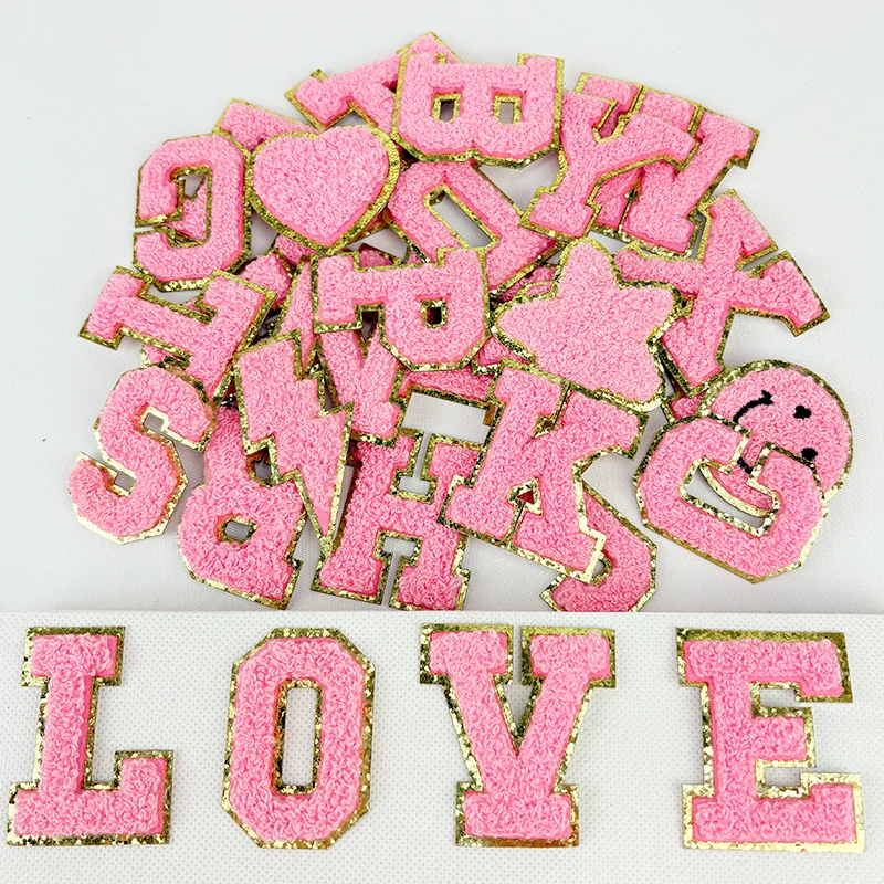 

Полотенце с вышитыми английскими буквами, нашивка, аксессуары для багажа, отделка одежды «сделай сам», блестящая самоклеящаяся нашивка с золотым краем