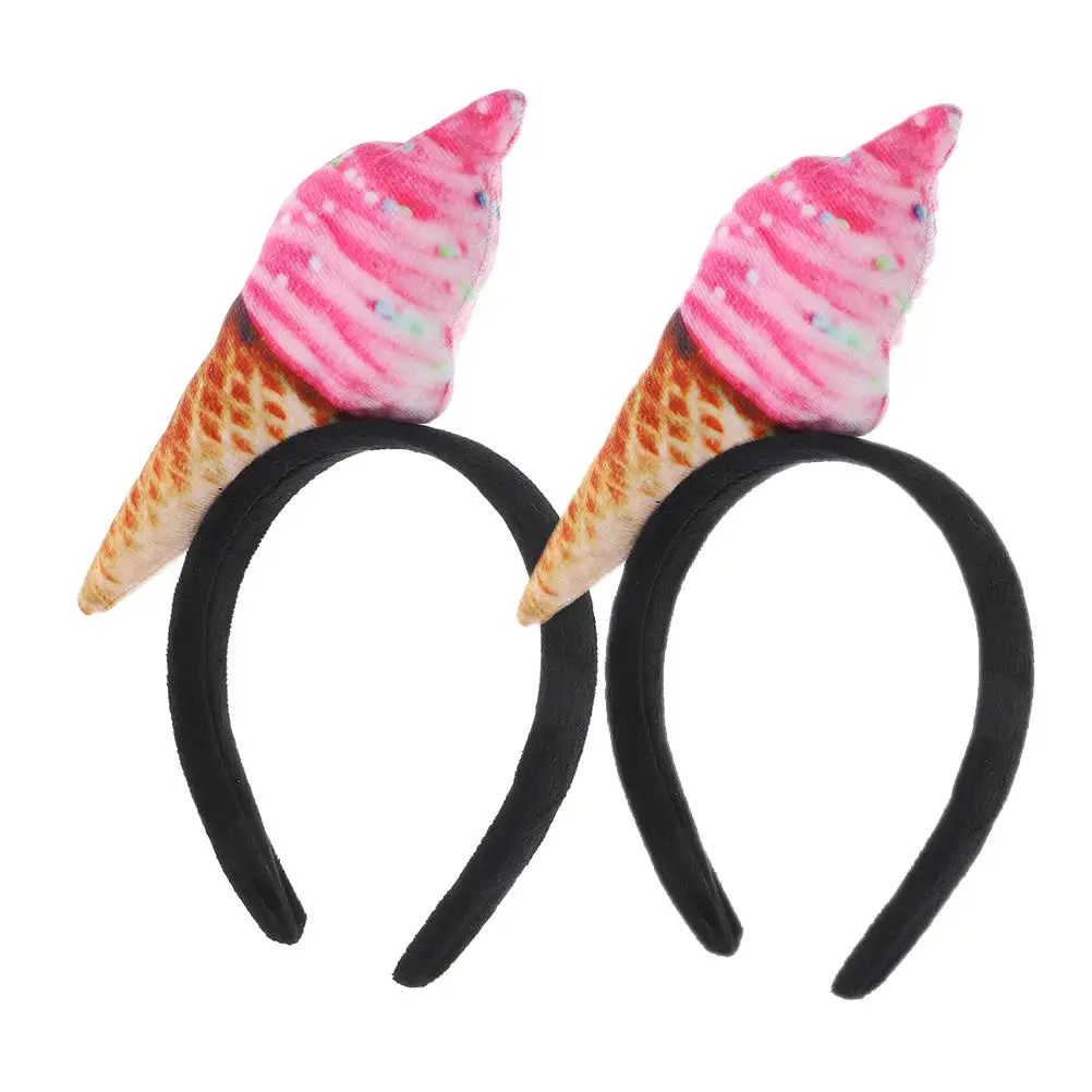 

2pcs Headband Pink Dessert Cone Women Halloween Makeup HairAccessories NonSlip Design Versatile Suitable