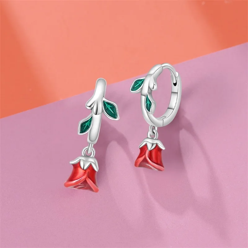 Christmas Halloween New 925 Sterling Silver Wreath Snowflake Rose Luminous Cute Ghost Earrings For Women Creative Jewelry Gifts