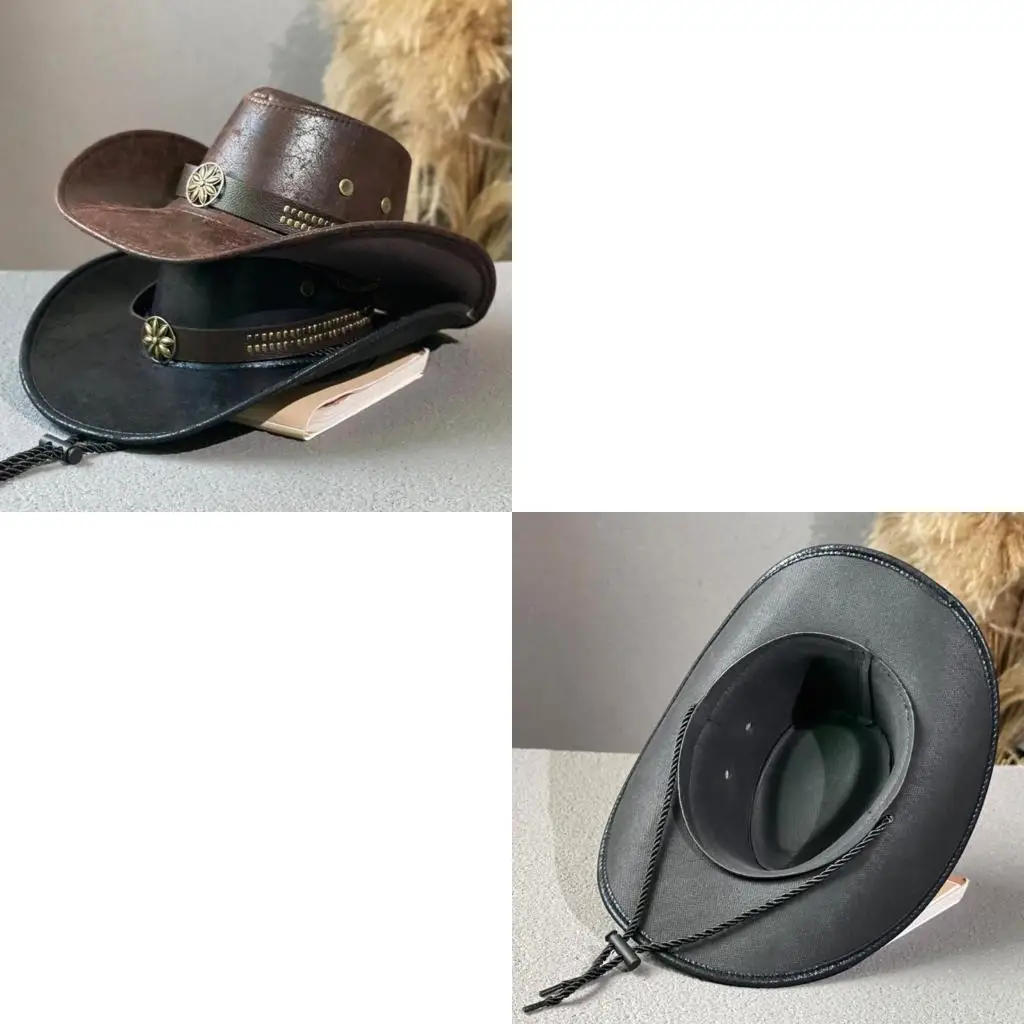 39BD Western Cowboy Hat Adjustable Rivet Girl Costume Cosplay Cap Ornament