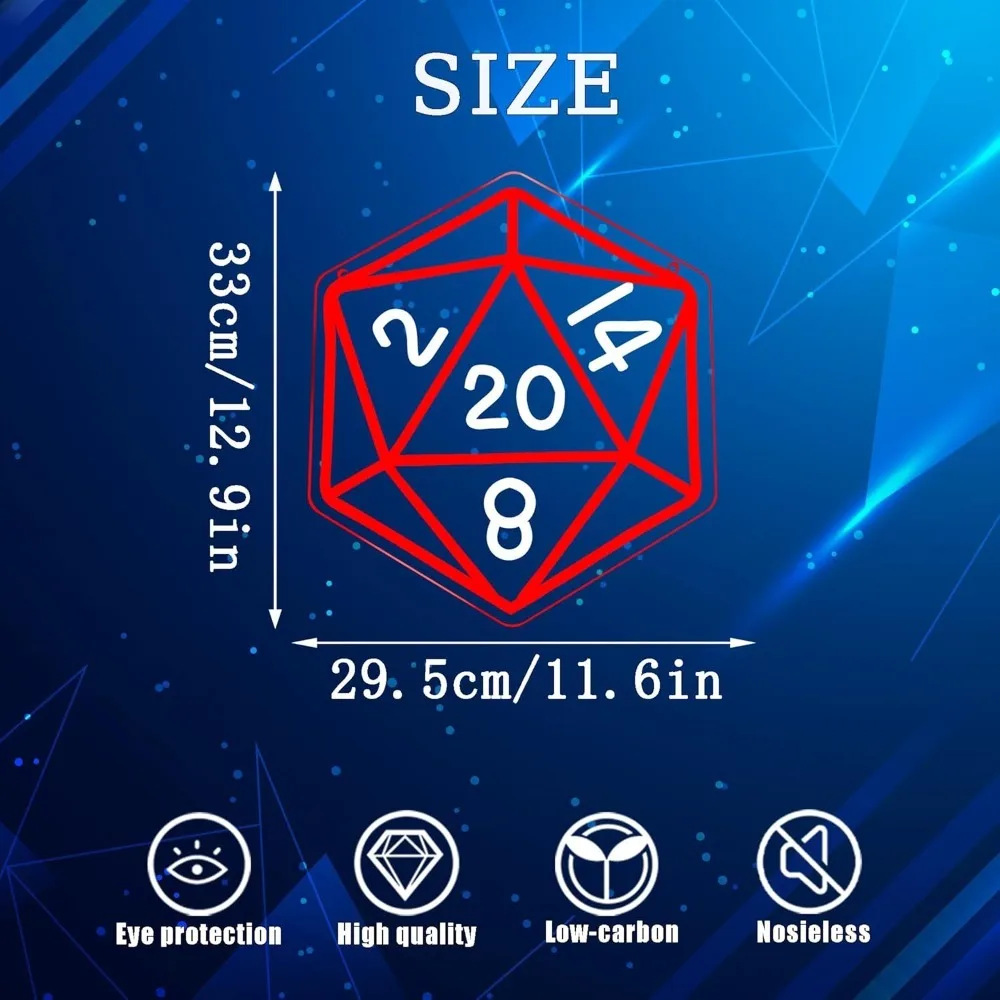 لعبة النرد الزنزانات والتنينات علامة النيون لغرفة النرد تحت عنوان الطاولة الألعاب ليلة ديكور النرد على شكل الإضاءة لغرف الألعاب #6