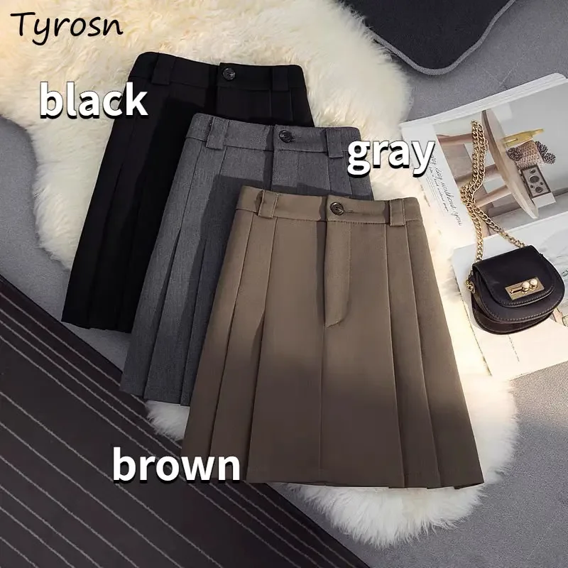 

Mini Skirts Women Minimalist Pure Design Folds Preppy Style Casual Ulzzang All-match Empire Fashion Students Faldas Basic Summer