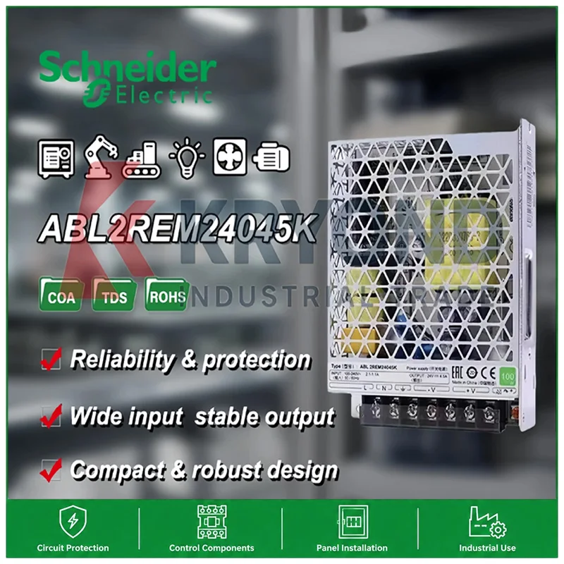 Schneider Electric ABL2REM24045K 100W 24V Power Supply for Automation Control Systems Reliable DC Output for Industrial Equipmen