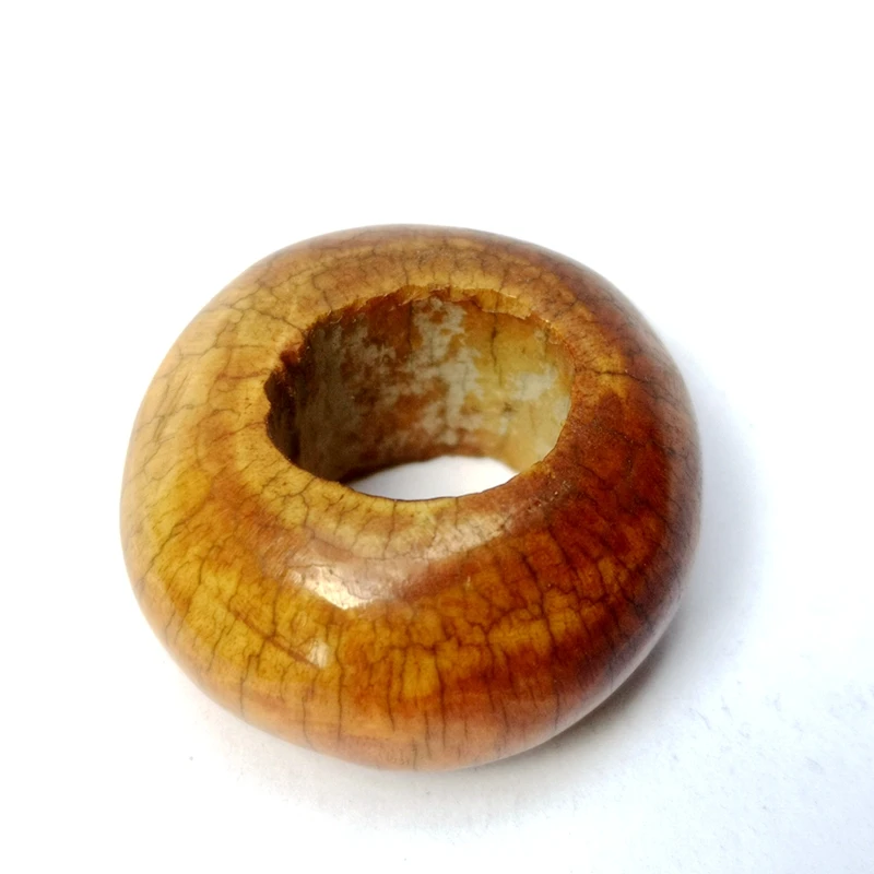 YIZHU CULTUER ART Size 1.5 Inch Old Chinese Hand Carved Bone Hanging Ring Loop Pendant Decoration Gift Collection