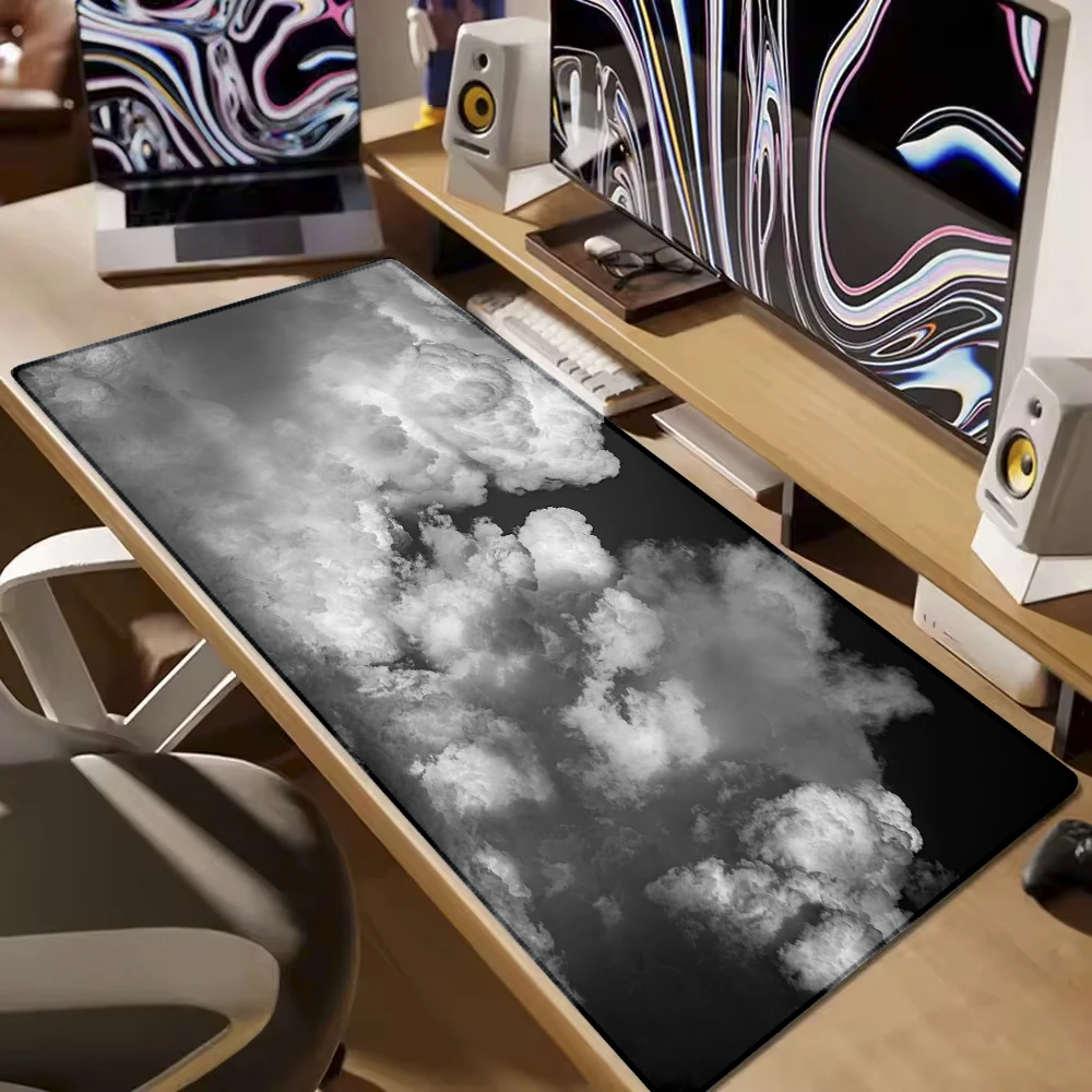 

Серый и белый коврик для мыши в форме облака, коврики для мыши с тематикой Cloud Art, коврик для клавиатуры XXL, аксессуары для компьютерных игр и офисных настольных ПК