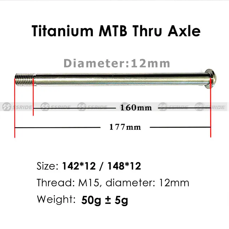 Titanium Alloy Fat Bike Thru Axle, MTB Integrated, Cycling Parts, Bicycle Components, 148x12m, CNC