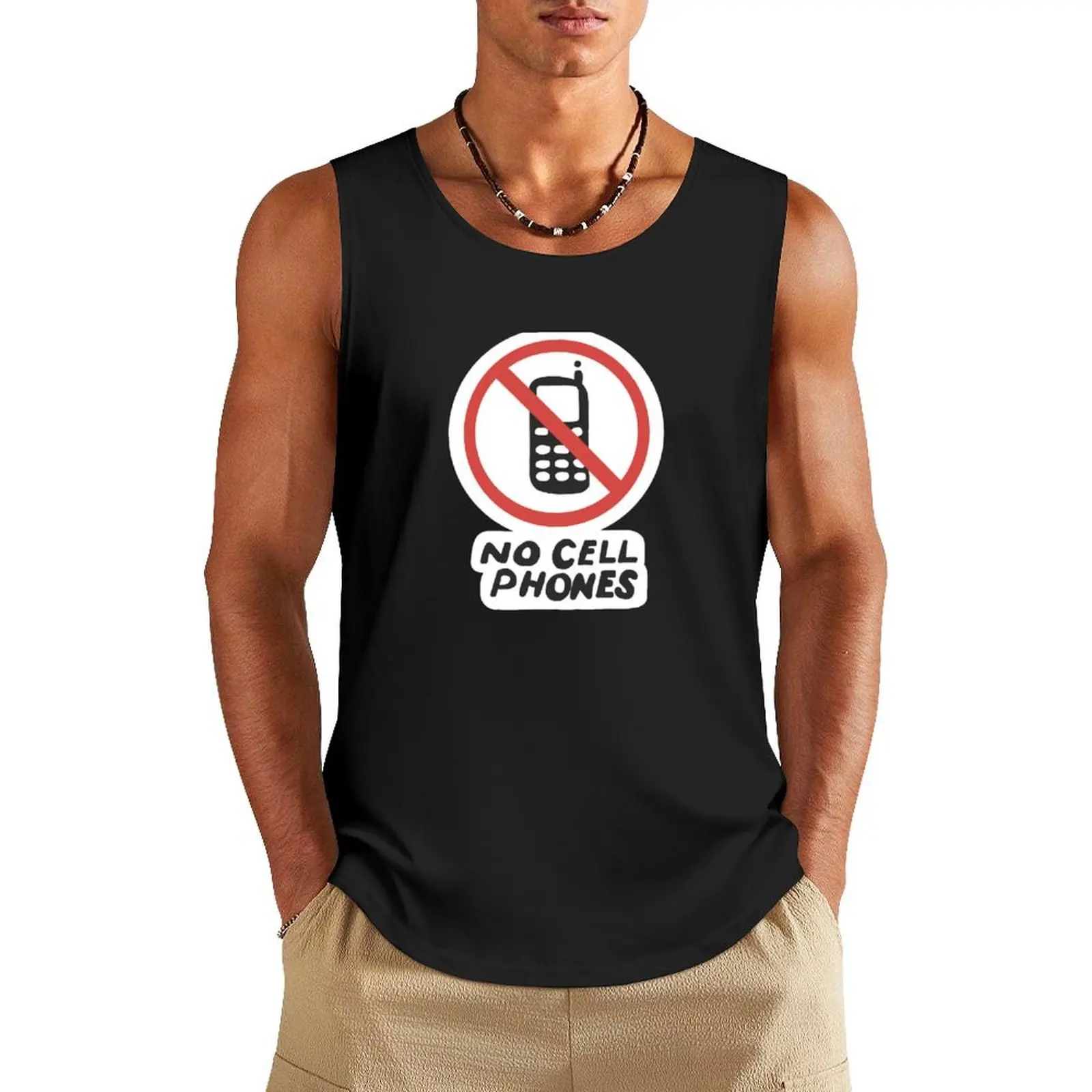 

Lukes No Cell Phones Sign Tank Top Top basketball anime top Men's summer t-shirt
