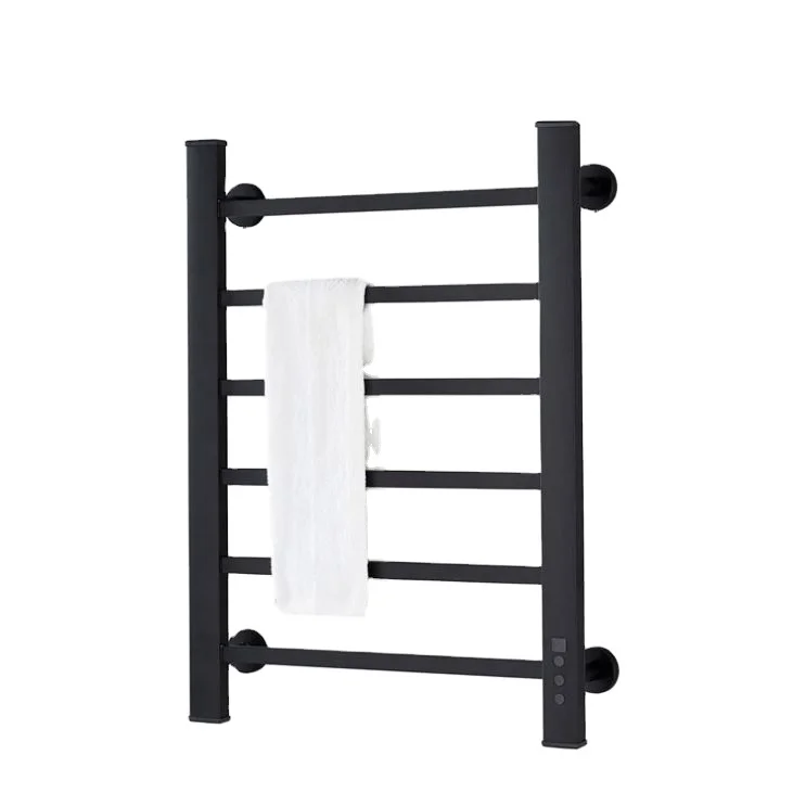 

High Quality Bathroom Accessories Matt Black Intelligent Constant Temperature Electric Heated Towel Rack