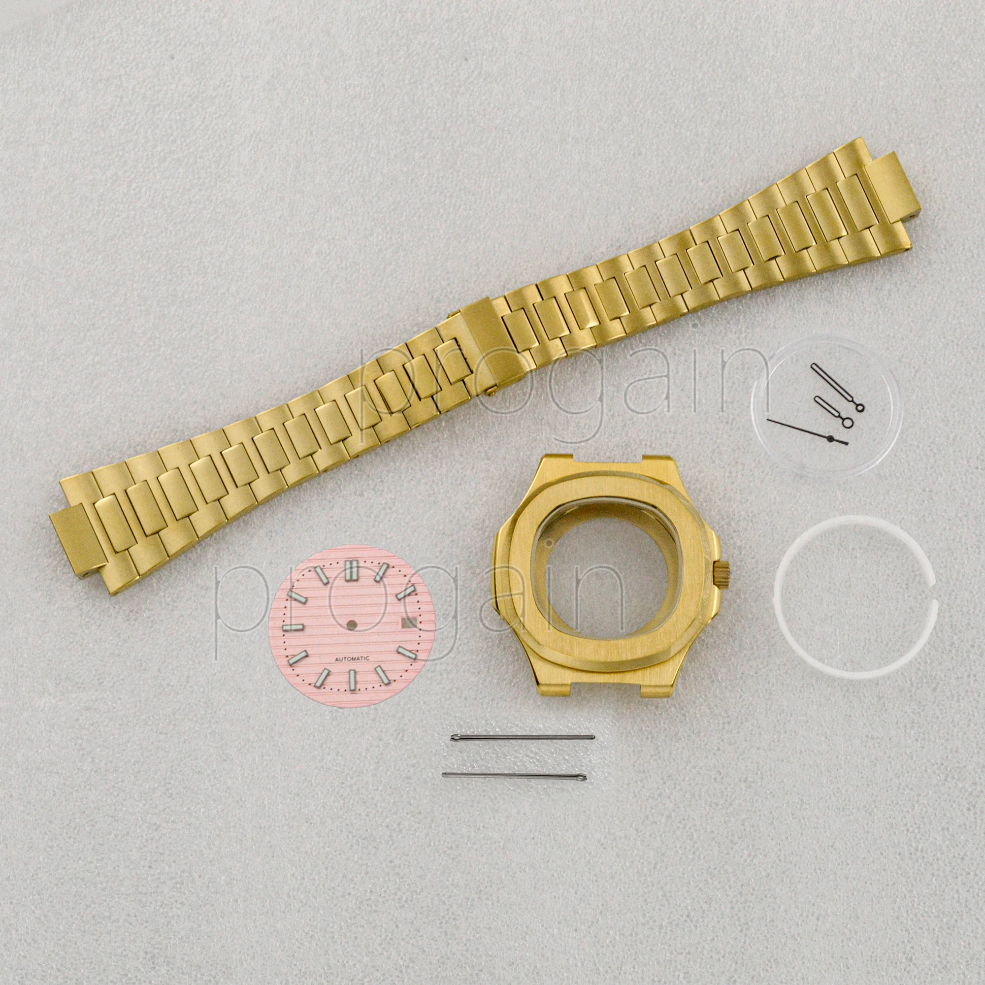 41mm Stainless Steel Gold Case Watchband Watch Dial Hands Parts For Nautilus NH35 Automatic Movement Accessories