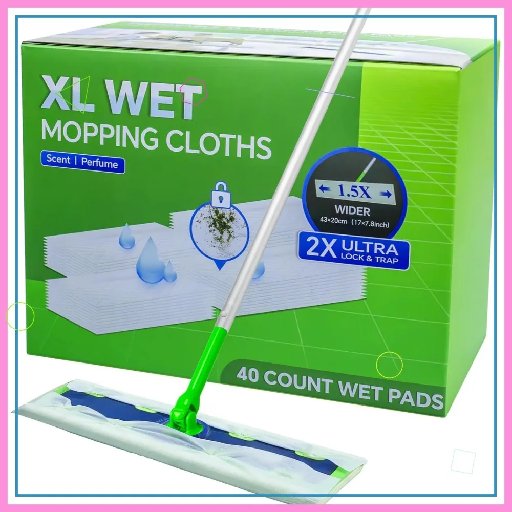 

40 Count XL Wet Mopping Cloths for Floor Cleaning - Disposable Large Pads with Fresh Fragrance