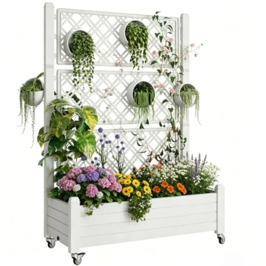 Trellis Raised Garden Bed, Self-Watering Planter Box