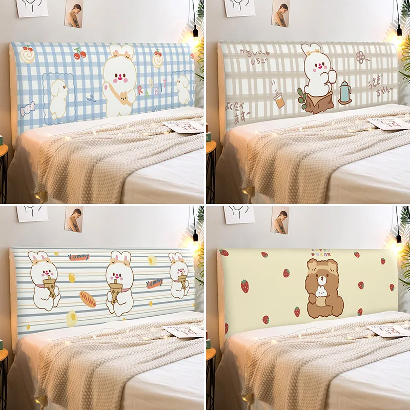 Rabbit Drinks Elastic All-inclusive Bed Head Cover Print Bedside Back Protection Dustproof Cover Bedroom Sofa Plush Velvet Cover