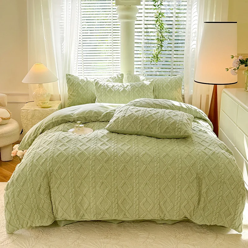 Tafuru Milk Fleece Single Quilt Set Autumn/winter Thickened Warm Solid Color Duvet Cover 200x230 220x240 Bedding for Double Use