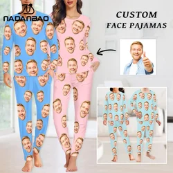 Your Image Customized Women Pajamas Two Piece Set DIY Your Design 2Pcs/set Autumn Winter Women Sleepwear Pajamas Party Nightwear