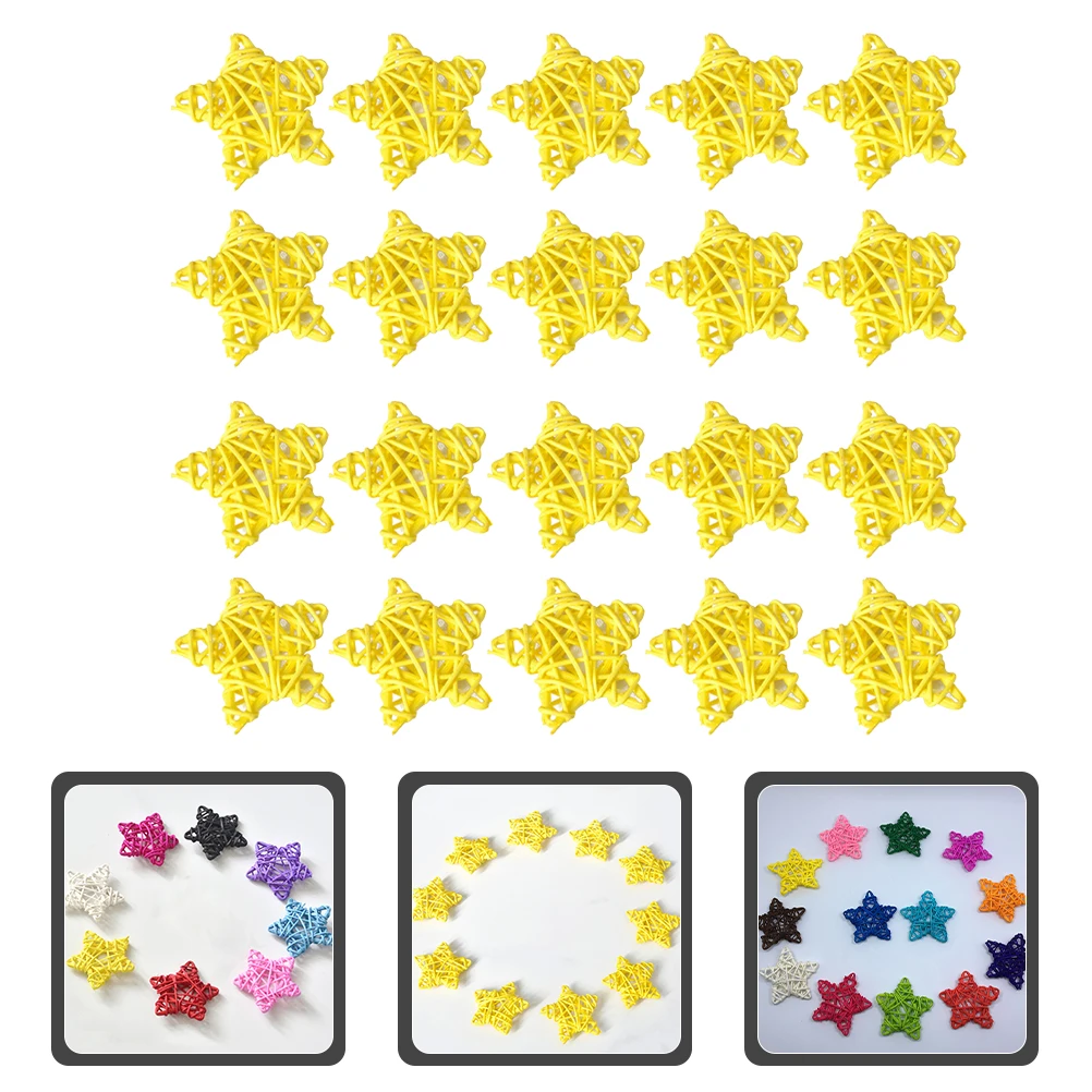 

Star Christmas Five-pointed Decoration Hanging Ornament Vase Yellow Rattan Balls Gold Decorations