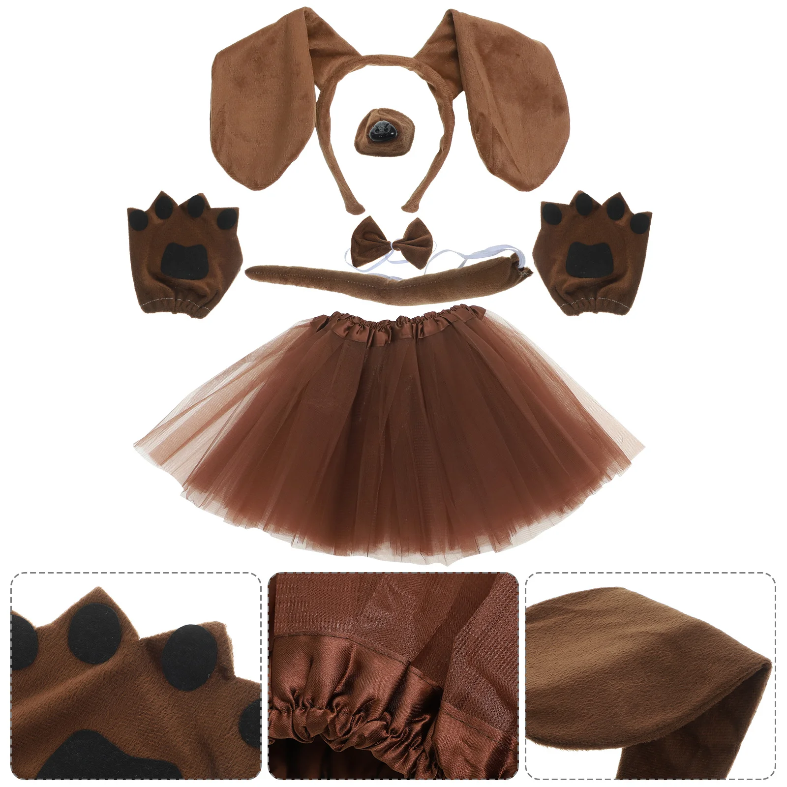 

1Set Puppy Ear Headband Set for Dress Up Animal Theme Party Photography Prop Lightweight Comfortable Fabric Halloween Carnival