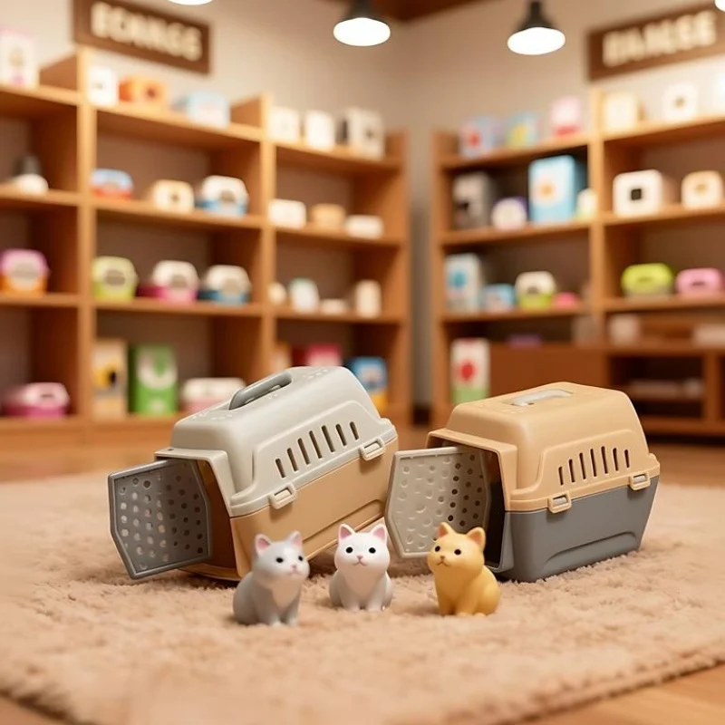 Juego de 3 Jaulas Miniatura para Mascotas, Accesorios para Casa de Muñecas de Color Aleatorio, Mini Jaula para Perros, Transportín para Gatos, Juguete de Casa de Mascotas para Juego de Imitación