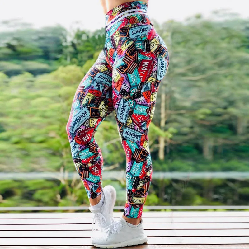 Nieuwe yogabroek met digitale print voor dames Kleurrijke yogabroek Legging Potloodbroek