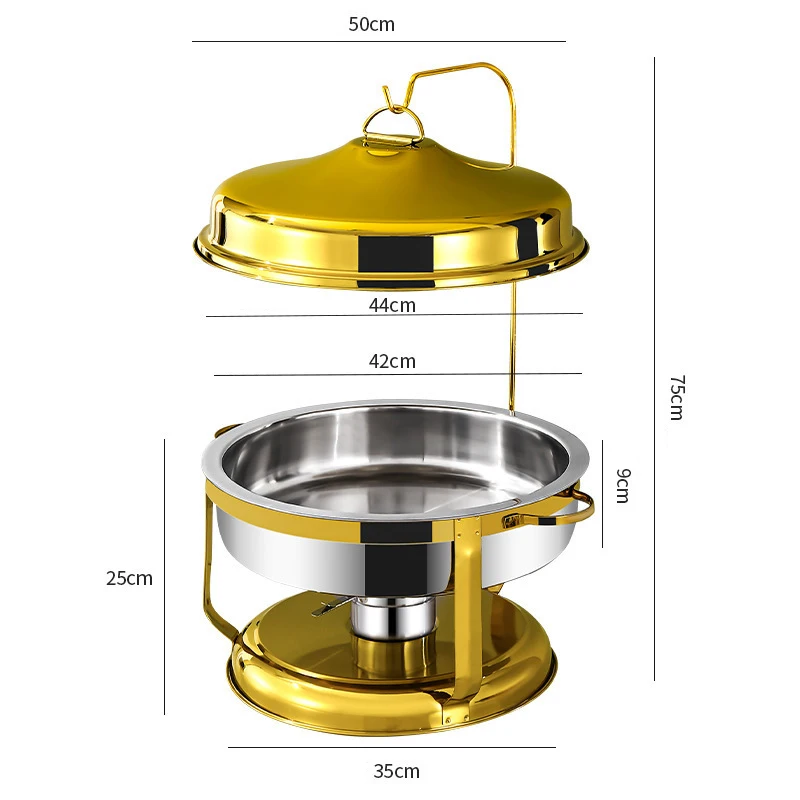 

Liter Chafing Dish Wedding Round Food Warmer Chafing Dish With Hanging Lid Economic Hotel Restaurant Party
