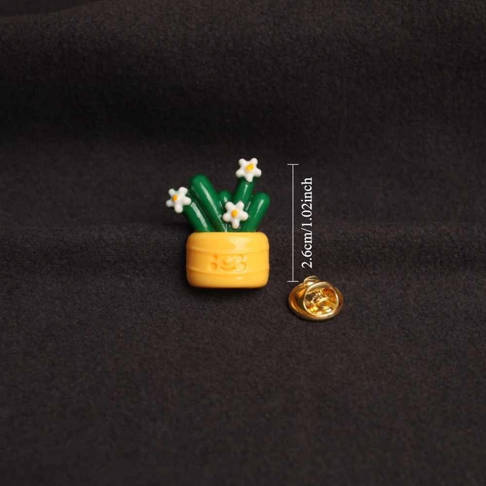 Put Spring in Your Pocket with A Mini Resin Brooch Forest Style Potted Plant Set Pins Succulent Cactus Shaped Cute Pin
