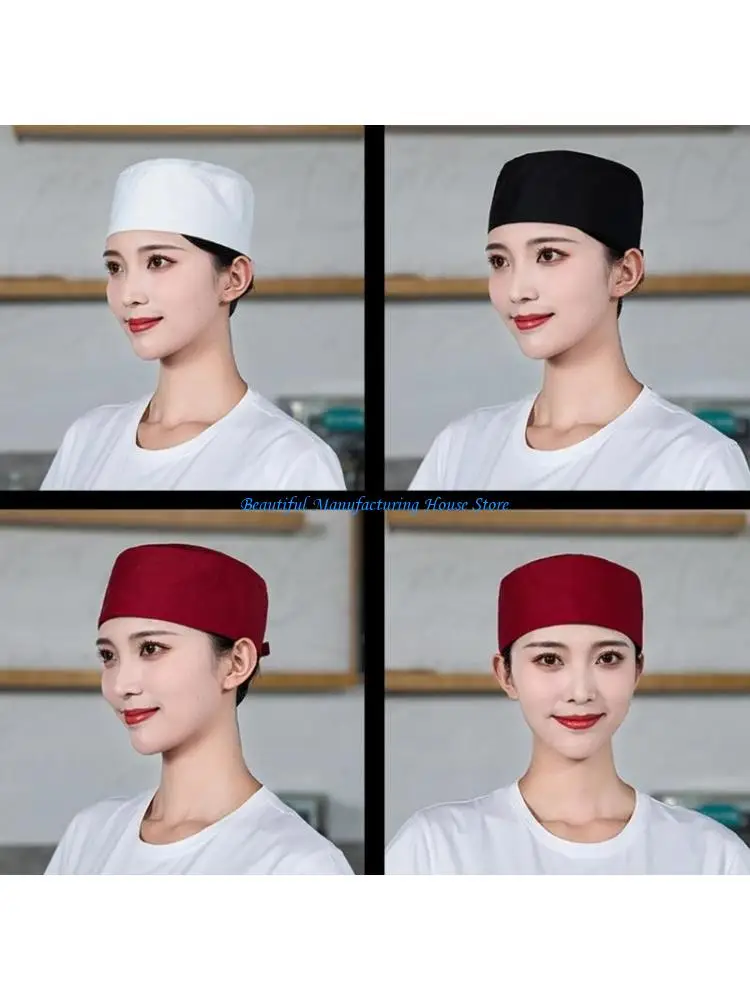 E56A Multiuse Flat Work Hat for Culinary Professional Adjustable and Breathable Chefs Hat Perfect for Sushi Restaurant Waiter