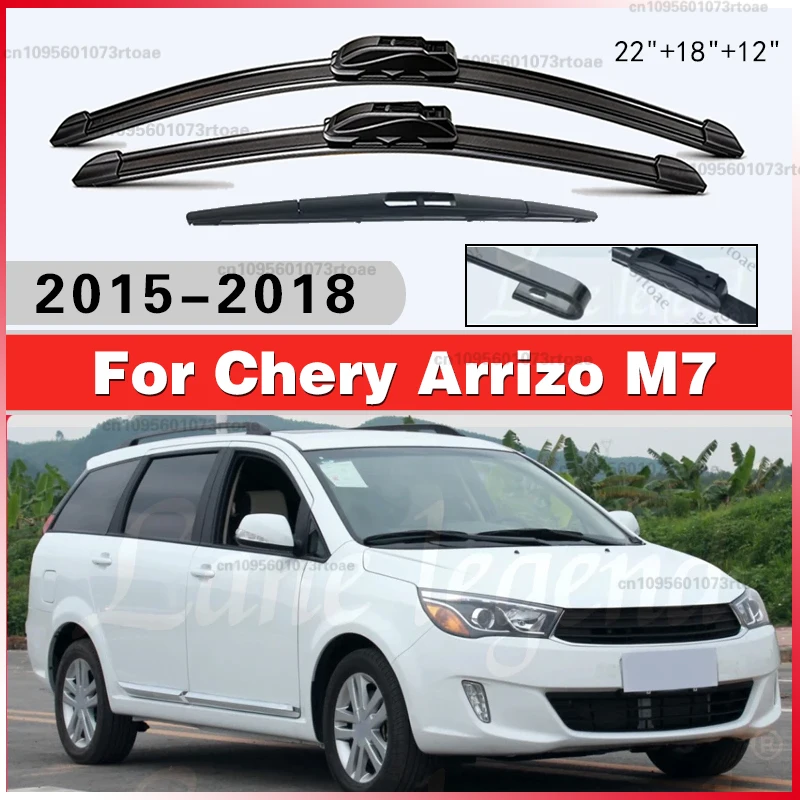 

22"18"12" Car Wiper Blades Fit Front Rear Windshield Soft Rubber Auto Windscreen 2017 For Chery Arrizo M7 Hatchback 2015 - 2018
