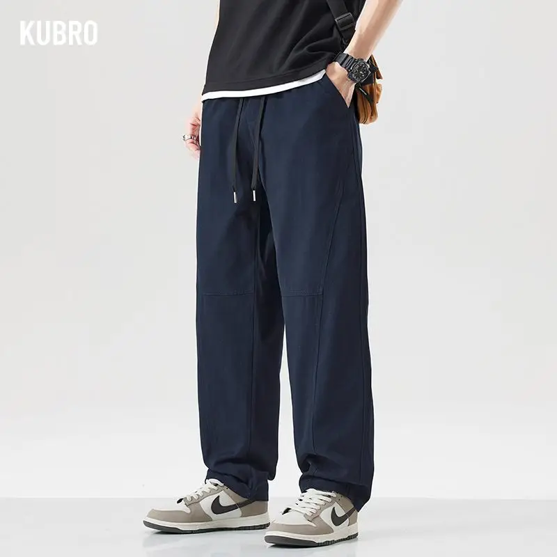 

Autumn/winter Pure Cotton High-quality Loose Straight-leg Casual Pants in Solid Color Handsome Versatile Fashion Men's Wear