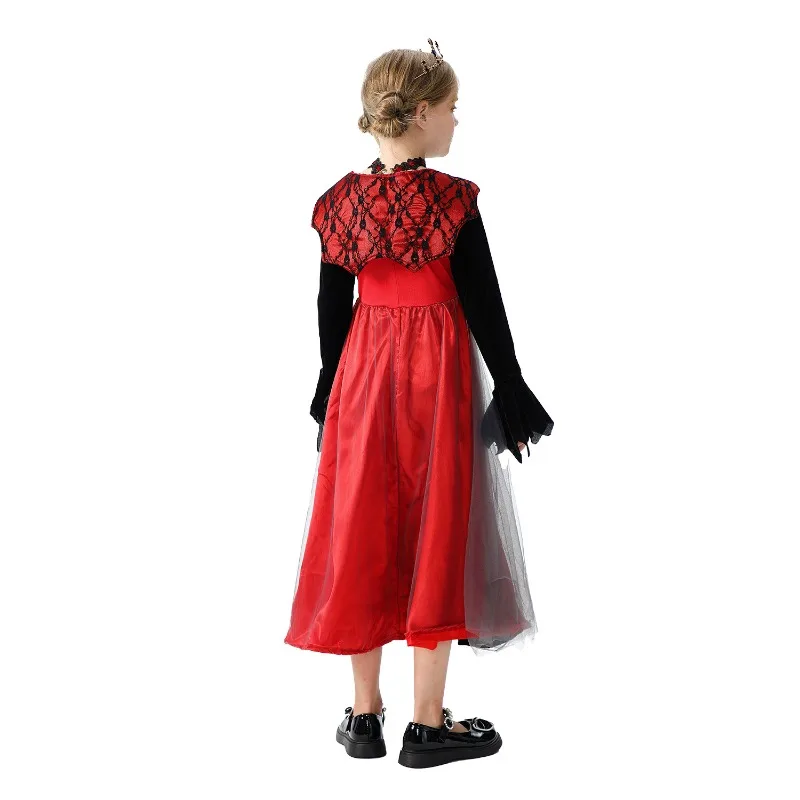 أزياء الهالوين للأطفال فستان الساحرة زي الساحرة زي أداء المسرح مصاص الدماء شيطان رداء القرون الوسطى