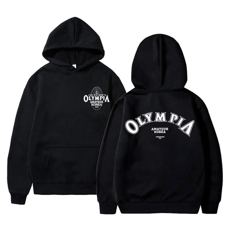 Olympia Amateur Korea Pump Cover Double Sided Print Hoodie Male Fitness Gym Oversized Sweatshirt Men Women Casual Cotton Hoodies