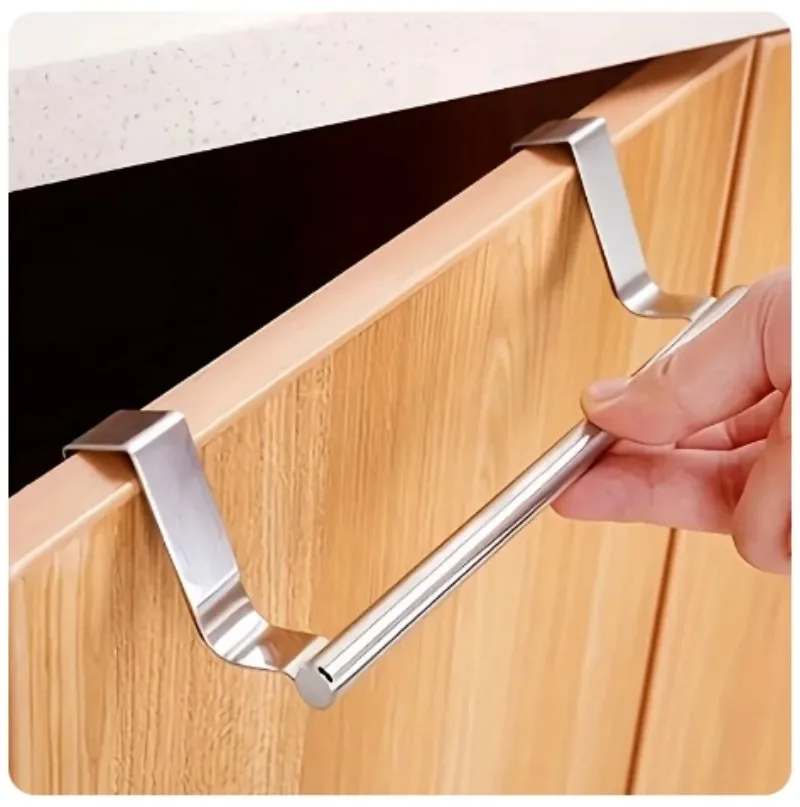 Towel Rack Over Door Stainless Steel Towel Bar Storage Organizer Bathroom Kitchen Cabinet Door Hanging Towel Rack