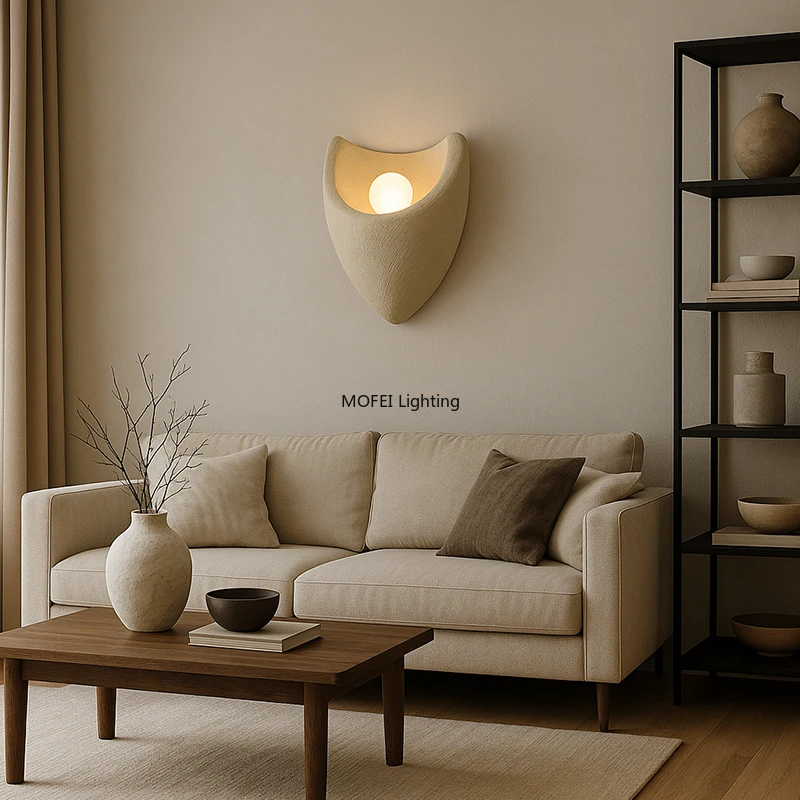 2026 2025 Latest Nordic Lamps Middle-aged Style Wabi Sabi Style Coffee Shop Creamy Wall Lamp Resin Bedside Reading Light Home De