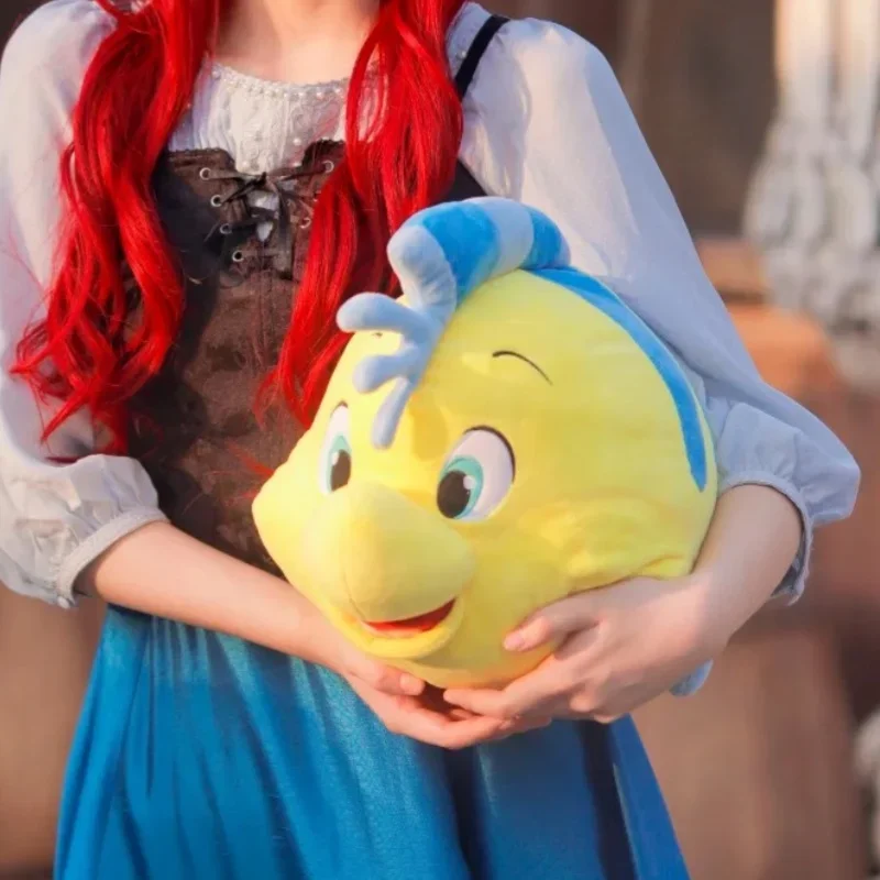 Hot 35cm/45cm Disney Flounder Ariel Little Mermaid Princess Plush Toys Stuffed Dolls Cartoon Kawaii Chubby Pillow For Girl Gifts